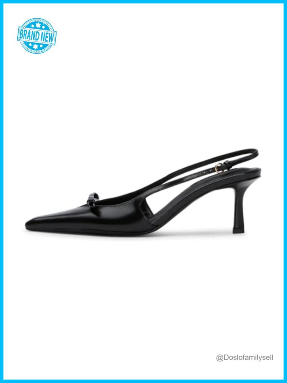 Kitten Heels Faux Leather Pointed Toe Slingback Pumps with Bow